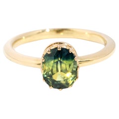 Vintage Circa 1950s Parti Sapphire Solitaire Ring 18 Carat Yellow Gold