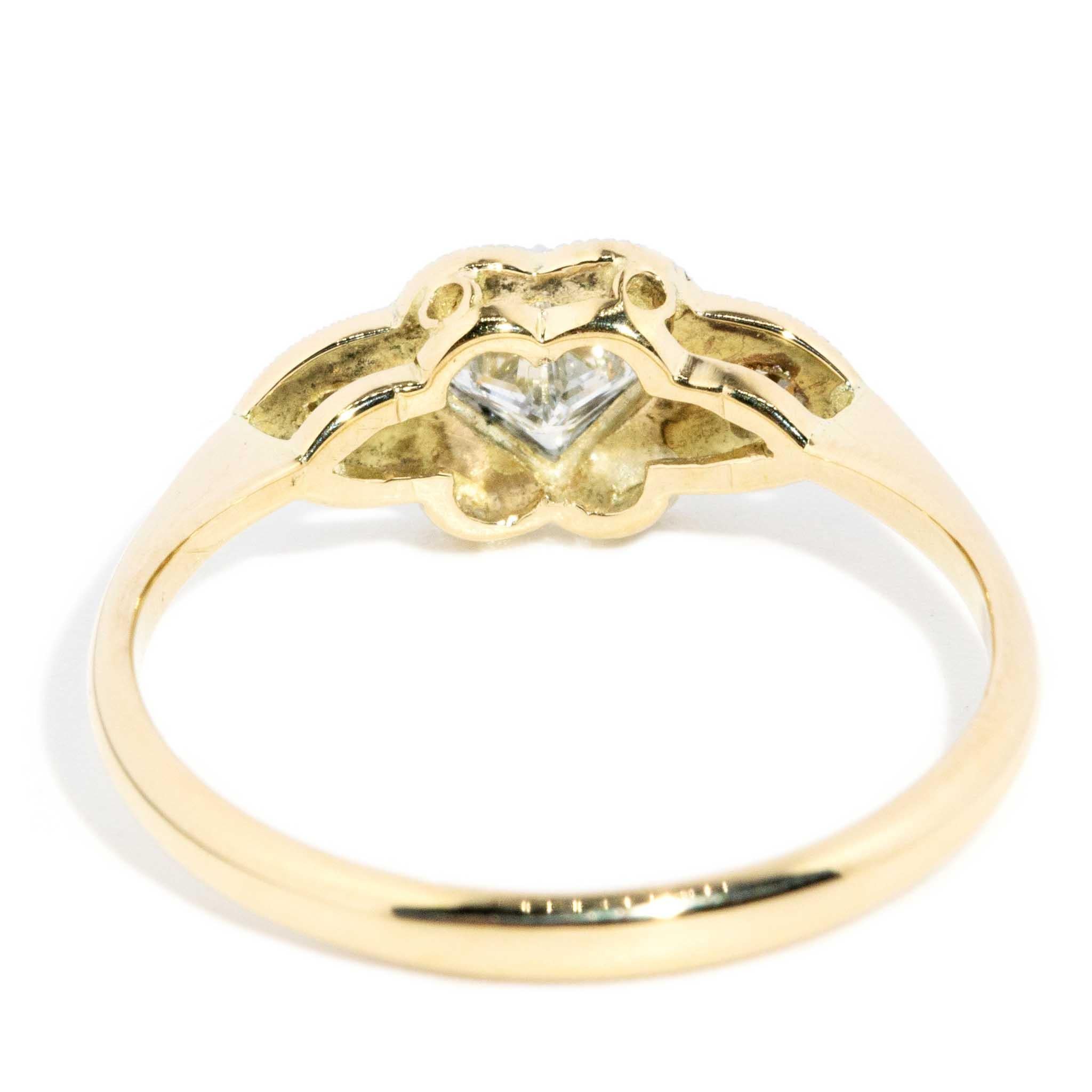 Vintage Circa 1950s Princess Diamond Ring Platinum & 18 Carat Gold For Sale 3