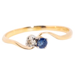 Vintage circa 1950s Sapphire 
Diamond Toi Et Moi Ring 18 Carat Yellow Gold