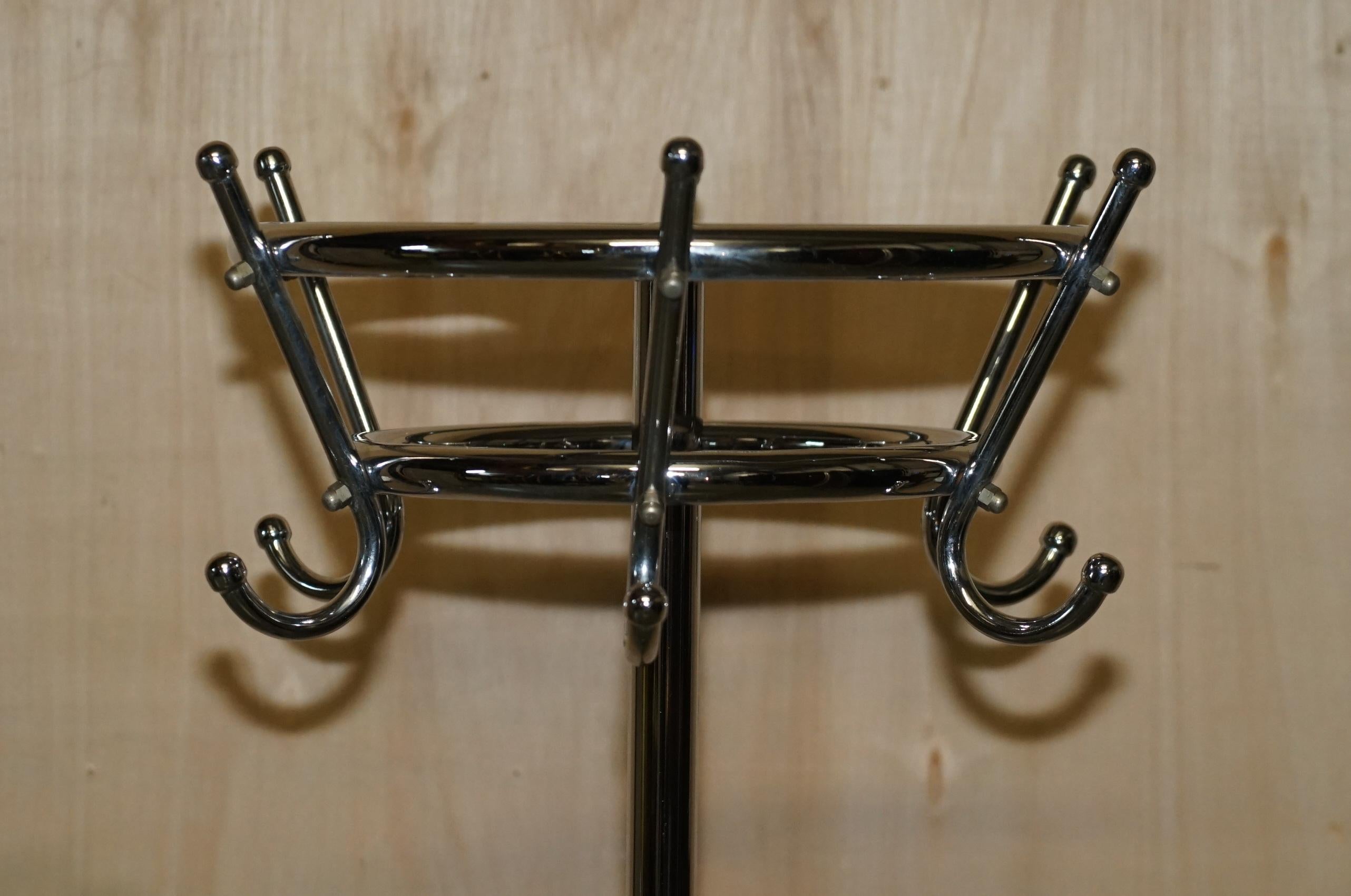 Vintage circa 1950's Spinning Top Industrial Chrome Framed Coat & Hat Stand For Sale 6