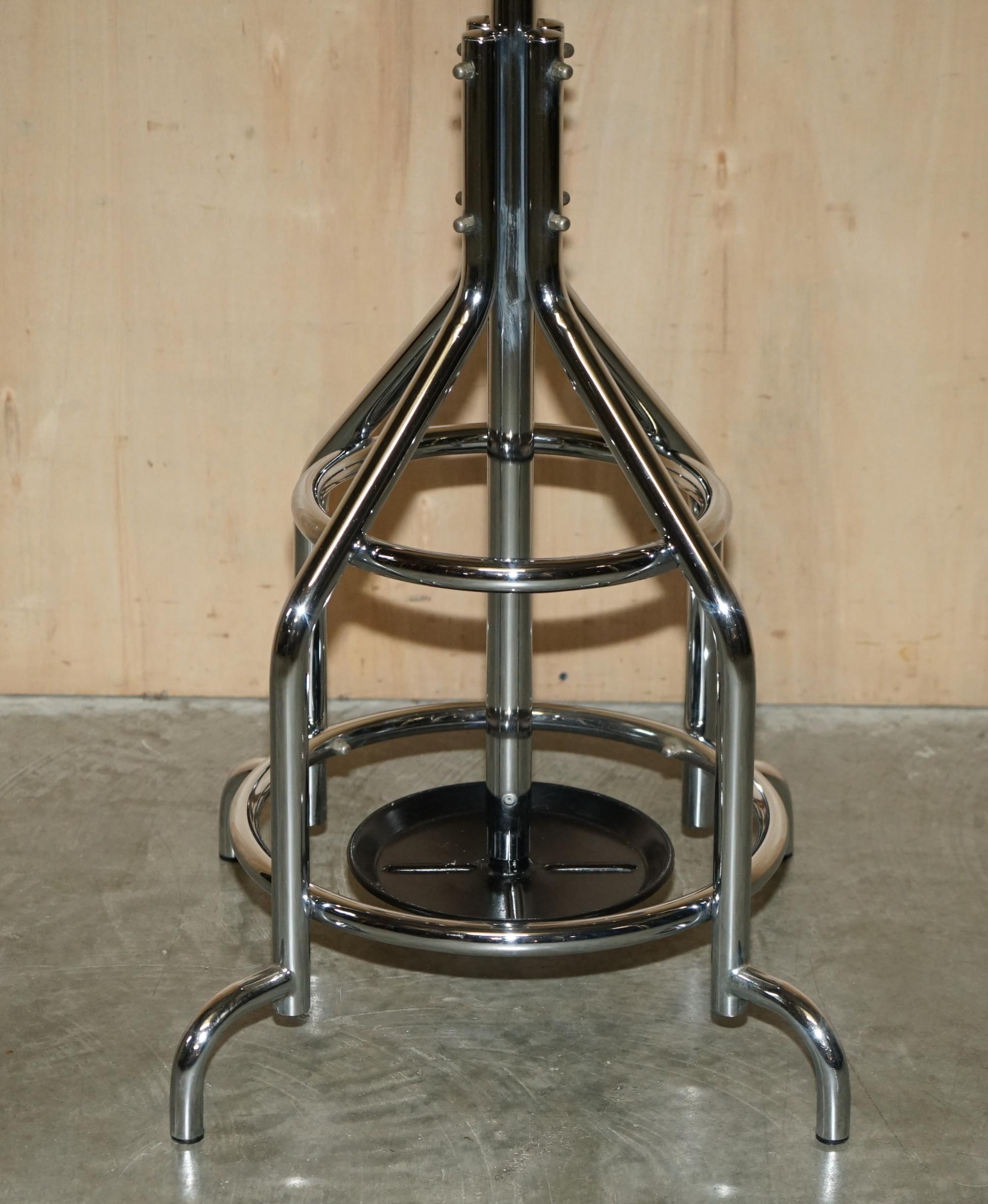 English Vintage circa 1950's Spinning Top Industrial Chrome Framed Coat & Hat Stand For Sale