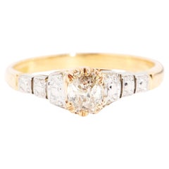 Vintage Circa 1950s Stepped Diamond Solitaire Ring 18 Carat Yellow Gold