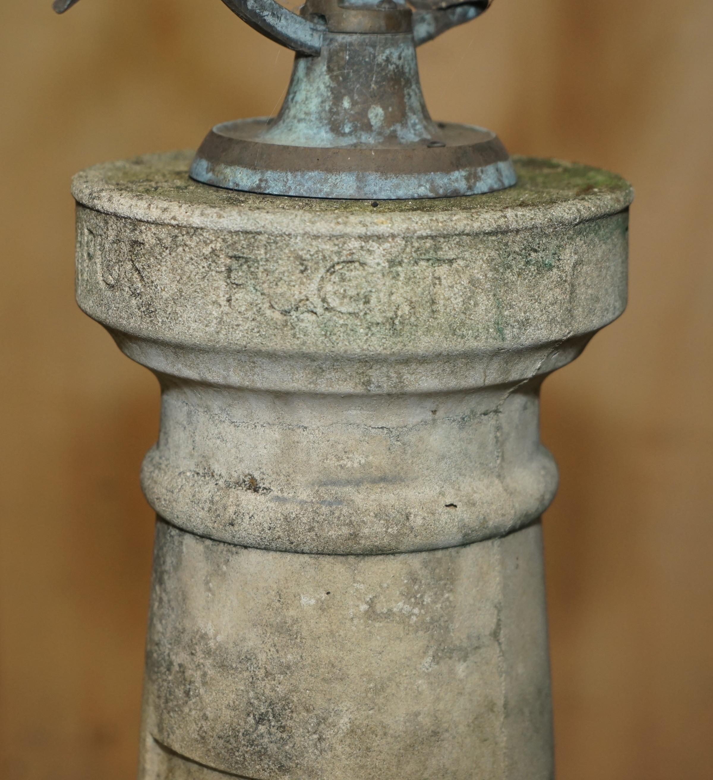 VINTAGE CIRCA 1950's WEATHERED ARMILLARY SUNDIAL WITH STUNNING PATINATION For Sale 4