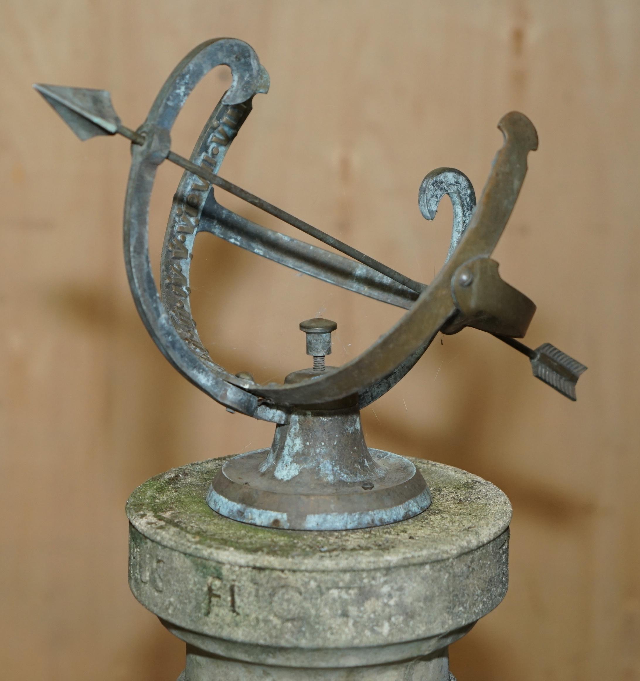 Victorian VINTAGE CIRCA 1950's WEATHERED ARMILLARY SUNDIAL WITH STUNNING PATINATION For Sale