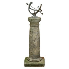 VINTAGE CIRCA 1950's WEATHERED ARMILLARY SUNDIAL WITH STUNNING PATINATION