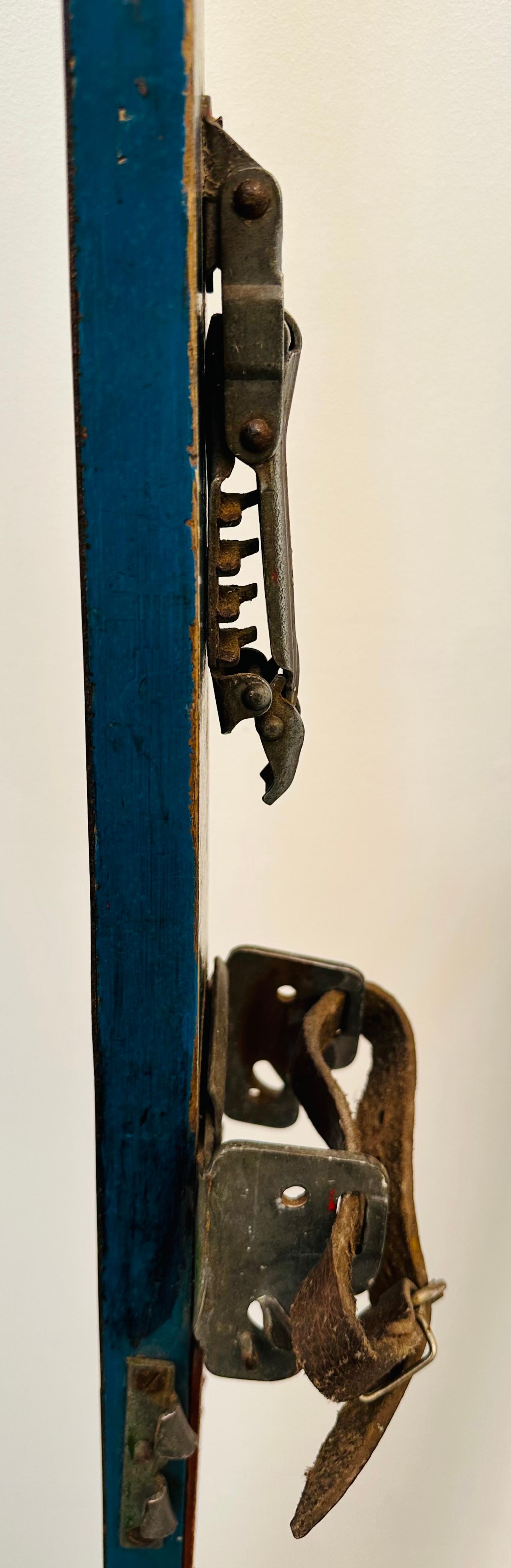 Metal Vintage Circa 1950s Wooden Skis with Bindings by Spezial Schichten Hohnberg For Sale