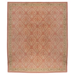 Tapis espagnol briqueux noué à la main vintage vers 1960 12'5 X 14'2