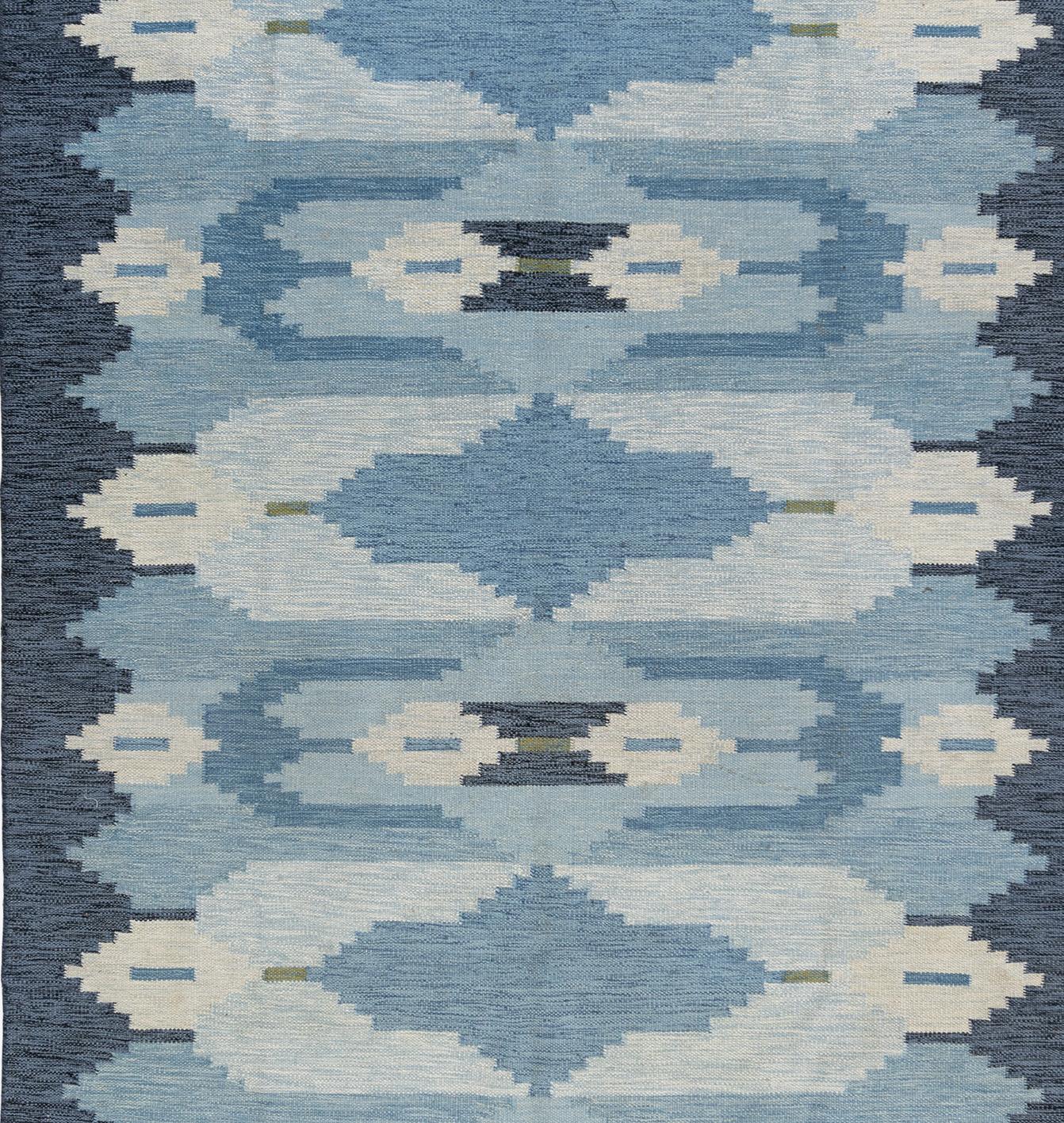 Vintage 1960 Scandinavo Svedese annodato a mano in lana e cotone 5'9 x 7'7 in vendita 1