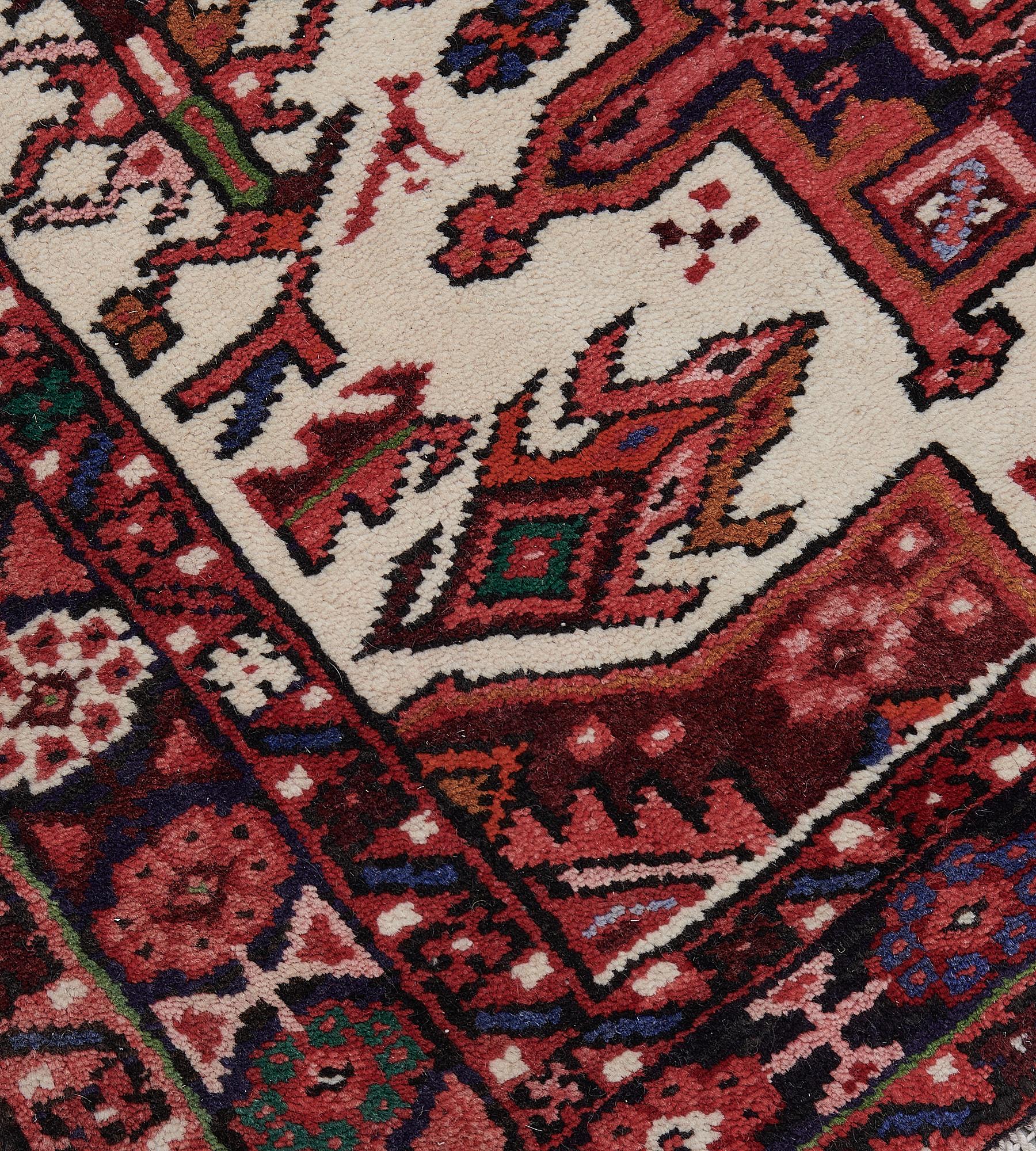 Hand-Knotted Vintage, circa 1960, Wool Heriz Runner For Sale