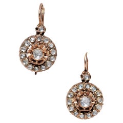 Vintage Circa 1960 Gold 12k Natural Rose Cut Diamond Decorated Earring (Boucles d'oreilles ornées de diamants naturels taillés en rose)