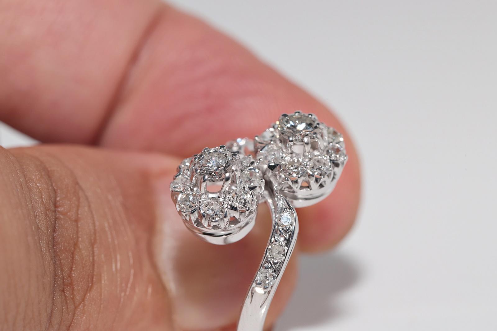 Anello decorato con diamanti naturali in oro 14k, CIRCA 1960 in vendita 5