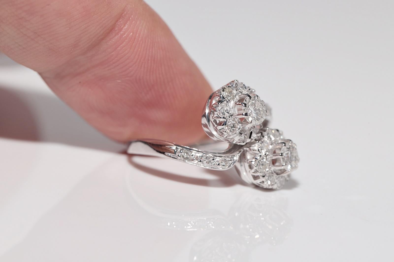 Donna Anello decorato con diamanti naturali in oro 14k, CIRCA 1960 in vendita