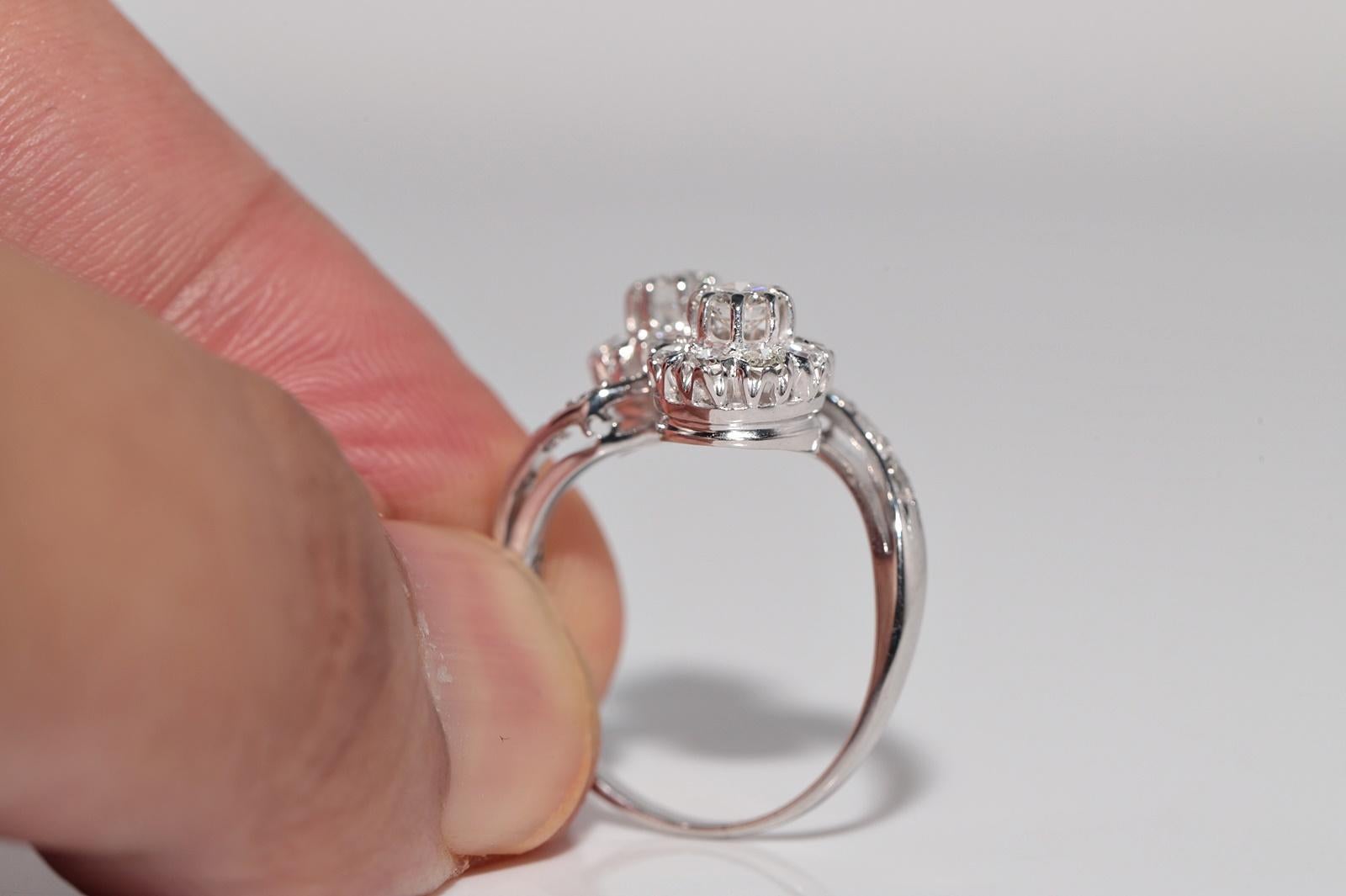 Anello decorato con diamanti naturali in oro 14k, CIRCA 1960 in vendita 2