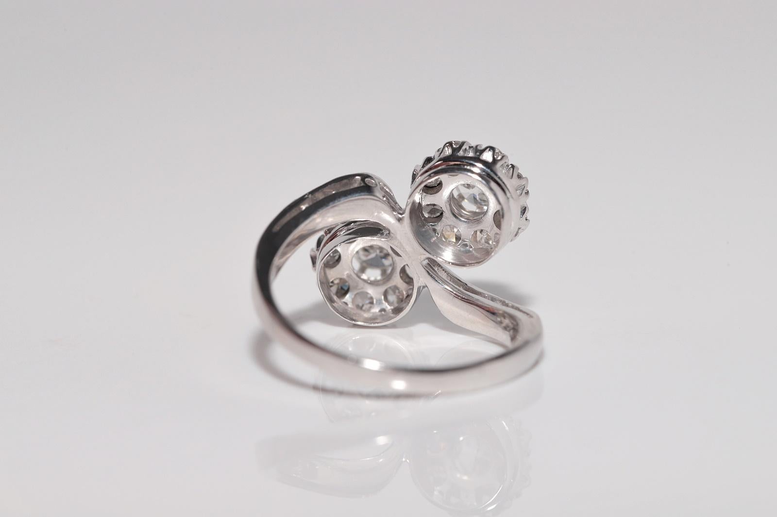 Anello decorato con diamanti naturali in oro 14k, CIRCA 1960 in vendita 3