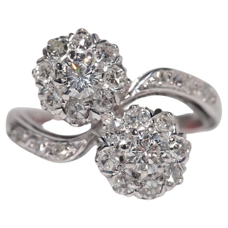 Anello decorato con diamanti naturali in oro 14k, CIRCA 1960 in vendita