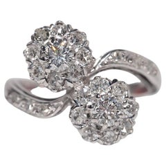 Anello decorato con diamanti naturali in oro 14k, CIRCA 1960