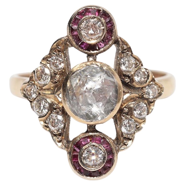 Vintage Circa 1970s 18k Gold Natural Diamond And Ruby Decorated Ring ...