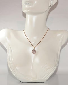 Vintage Circa 1960s 14k Gold Natural Diamond And Caliber Cut Ruby Necklace