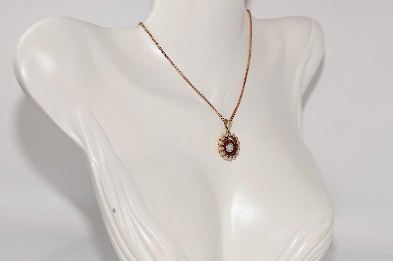 Brilliant Cut Vintage Circa 1960s 14k Gold Natural Diamond And Caliber Cut Ruby Necklace For Sale