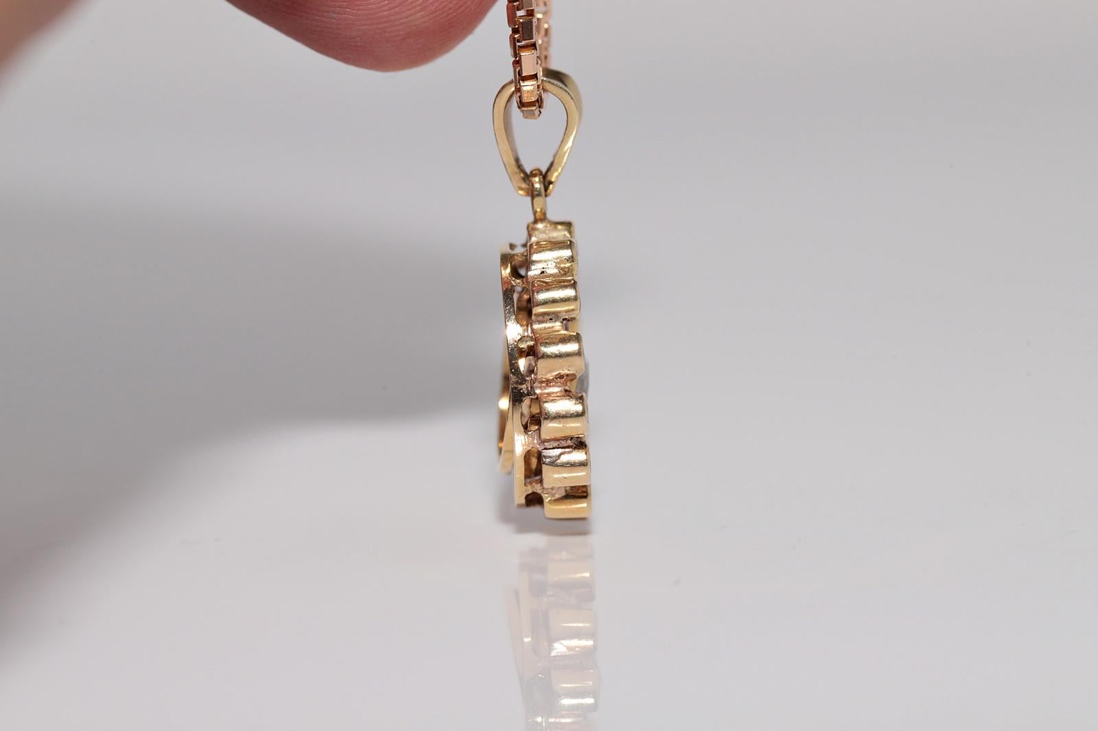 Vintage Circa 1960s 14k Gold Natural Diamond And Caliber Cut Ruby Necklace For Sale 2
