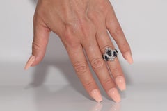 Vintage Circa 1960s 14k Gold Natural Diamond And Marquise Cut Sapphire Ring