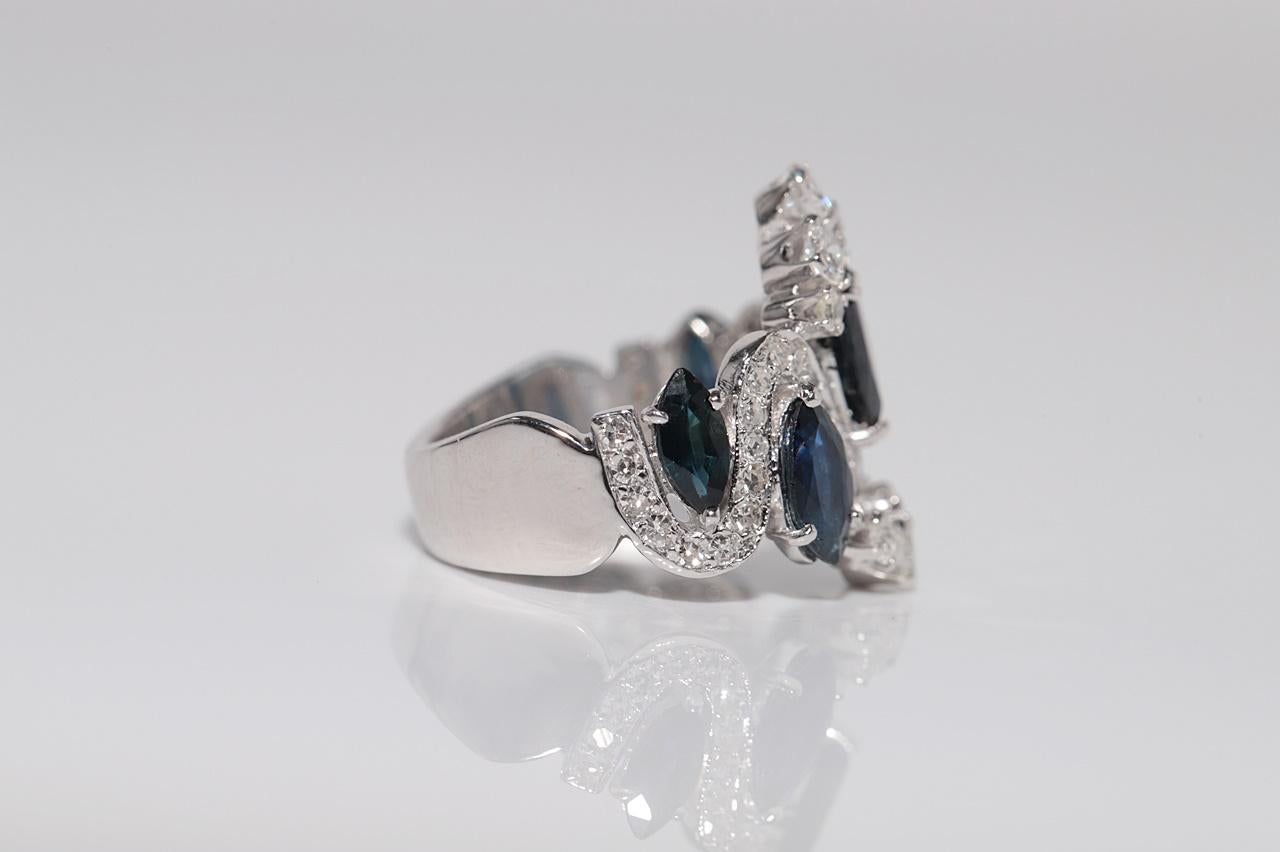 Vintage CIRCA 1960s 14k Gold Natürlicher Diamant und Marquise Dekorierter Ring im Angebot 5