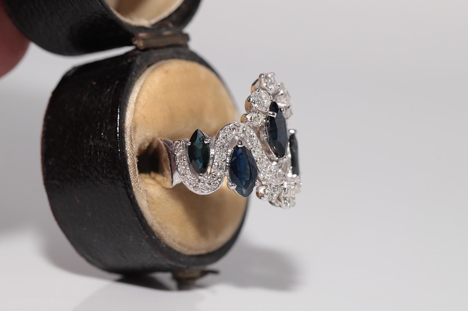 Vintage CIRCA 1960s 14k Gold Natürlicher Diamant und Marquise Dekorierter Ring im Angebot 1