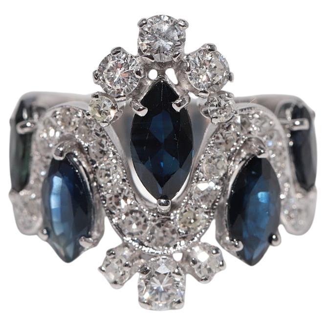 Vintage CIRCA 1960s 14k Gold Natürlicher Diamant und Marquise Dekorierter Ring