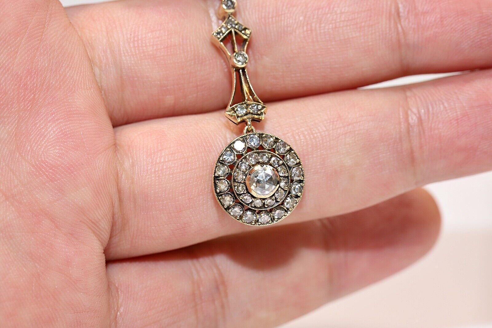Halskette aus 14 Karat Gold mit natürlichen Diamanten und Perlen, Vintage, ca. 1960er Jahre im Angebot 1