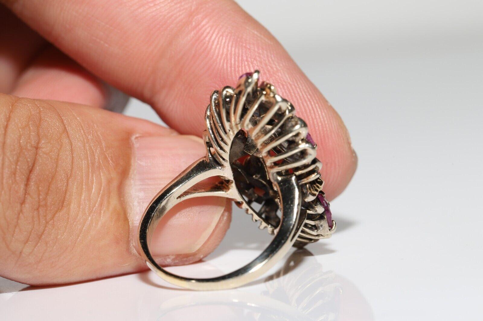 Vintage Circa 1960er Jahre 14k Gold Natürlicher Diamant und Rubin Dekorierter Ring im Zustand „Gut“ im Angebot in Fatih/İstanbul, 34