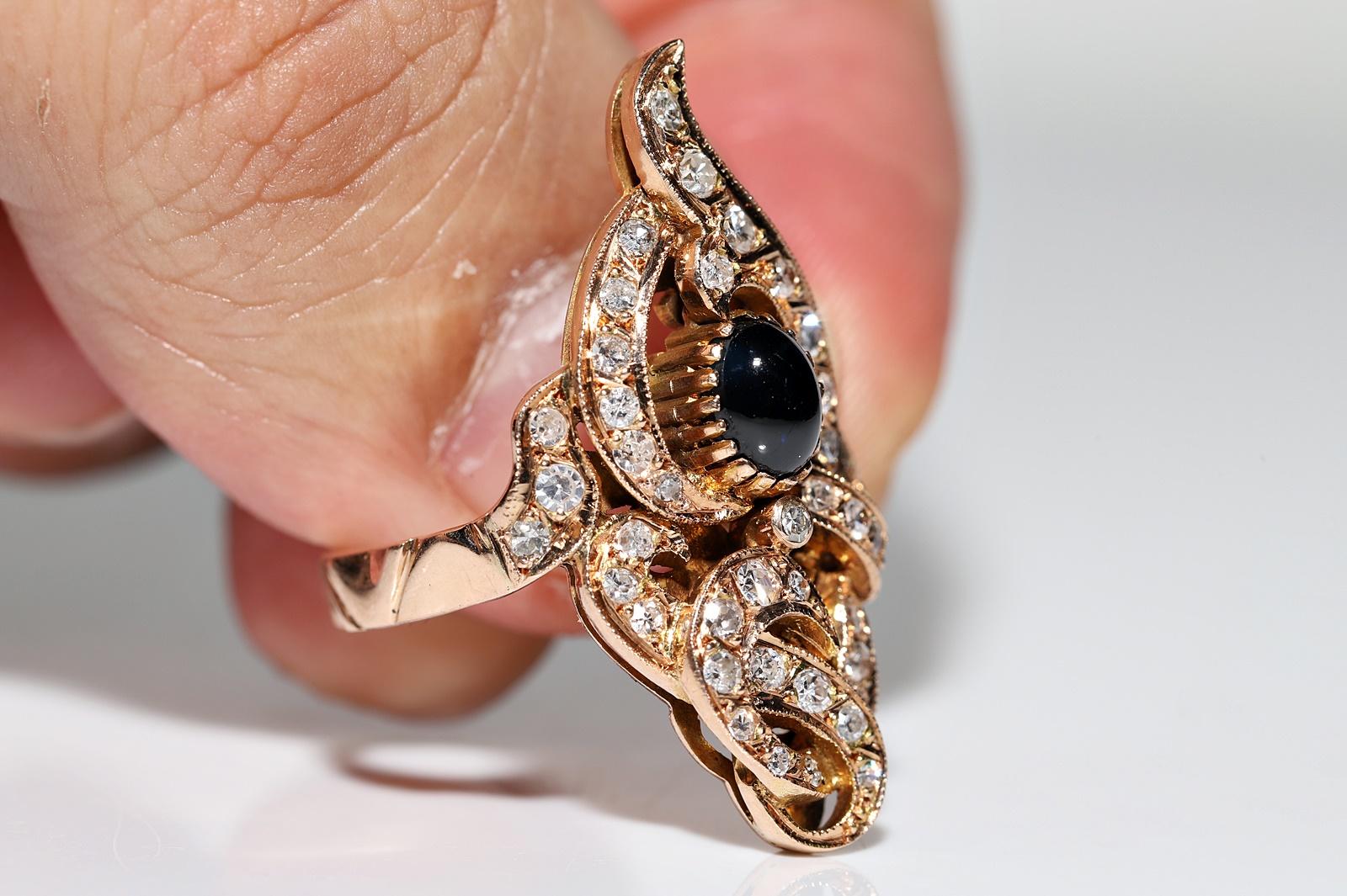Women's Vintage Circa 1960s 14k Gold Natural Diamond And Sapphire Decorated  Ring For Sale