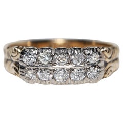 Vintage Circa 1960s 14k Gold Natural Diamond Decorated Band Ring (Bague en or 14k décorée de diamants naturels)