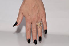 Vintage Circa 1960s 14k Gold Natural Diamond Decorated Belt Design Ring