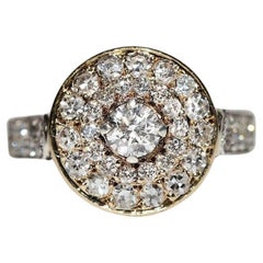 Anello da cocktail decorato con diamanti naturali in oro 14k, vintage, anni 
60 circa.