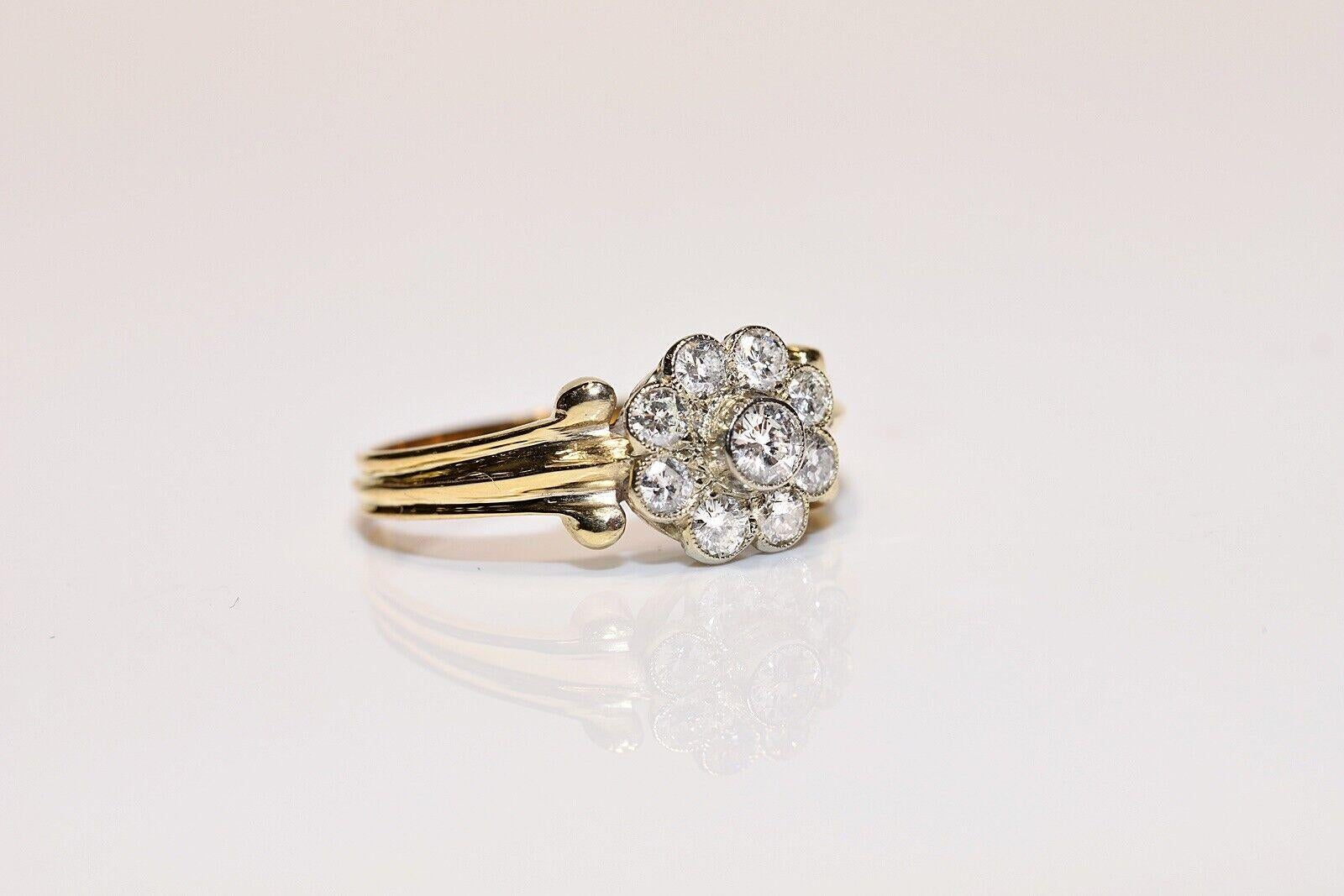 Retro Vintage Circa 1960s 14k Gold Natural Diamond Decorated Cocktail Ring  For Sale