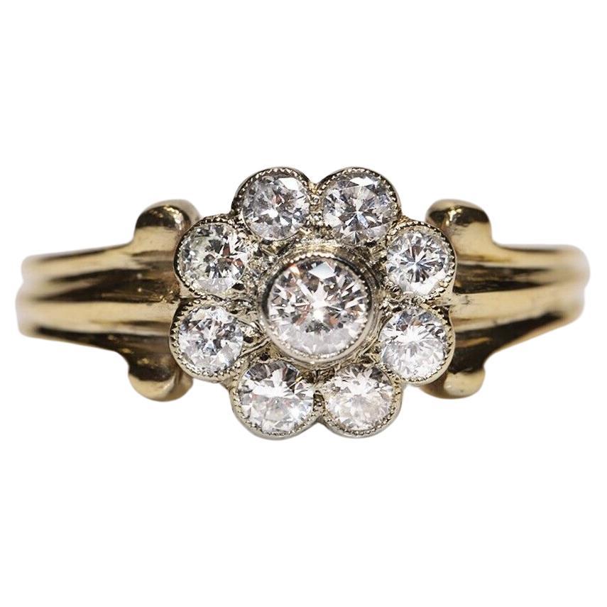 Vintage Circa 1960s 14k Gold Natural Diamond Decorated Cocktail Ring  For Sale