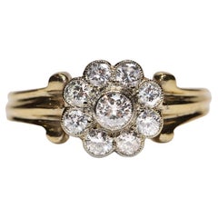 Vintage Circa 1960s 14k Gold Natural Diamond Decorated Cocktail Ring 
