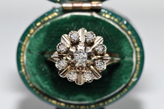 Vintage Circa 1960s 14k Gold Natural Diamond Decorated Pretty Ring