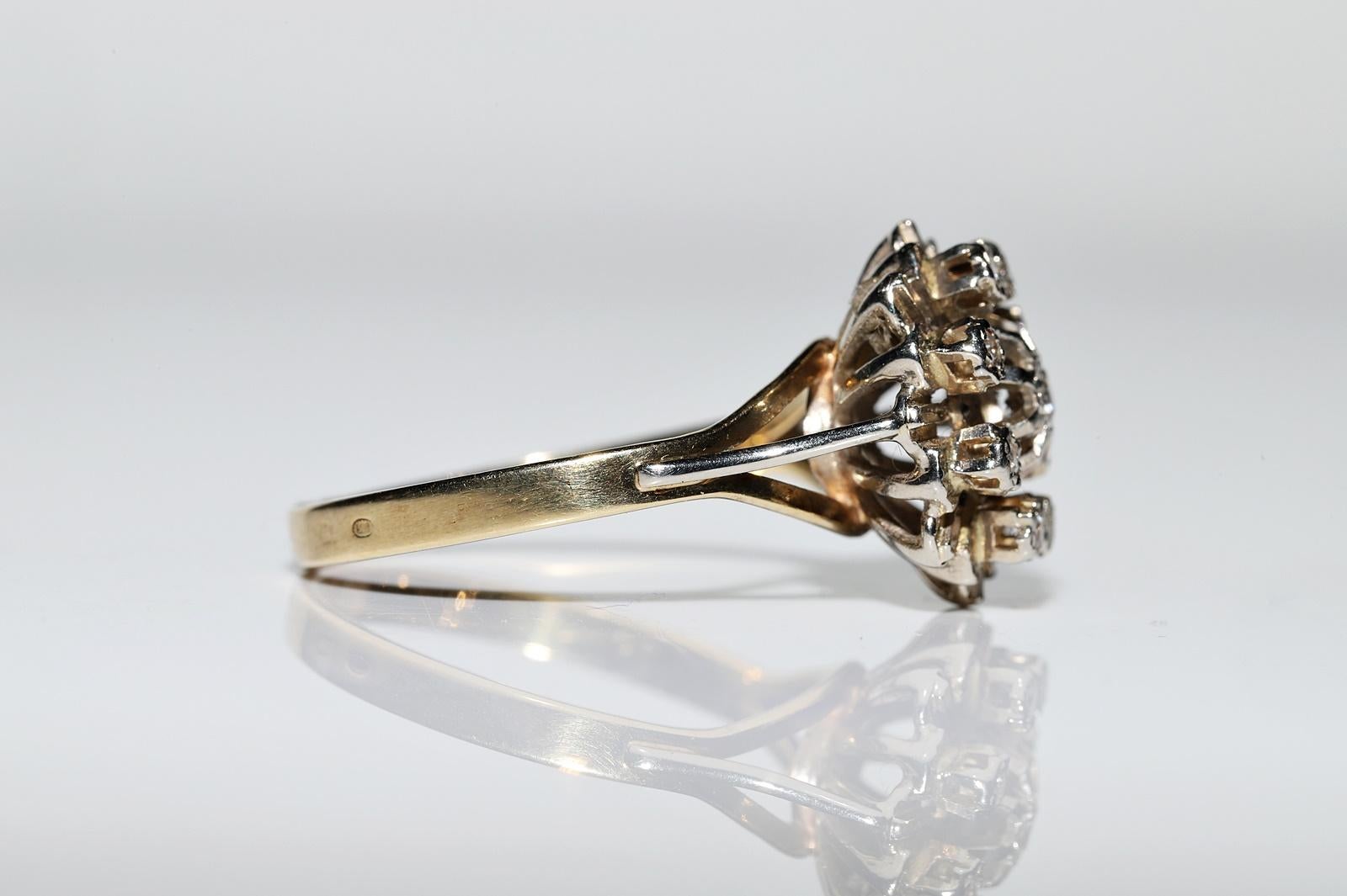 Donna Anello d'oro naturale decorato con diamanti naturali, CIRCA 1960 in vendita