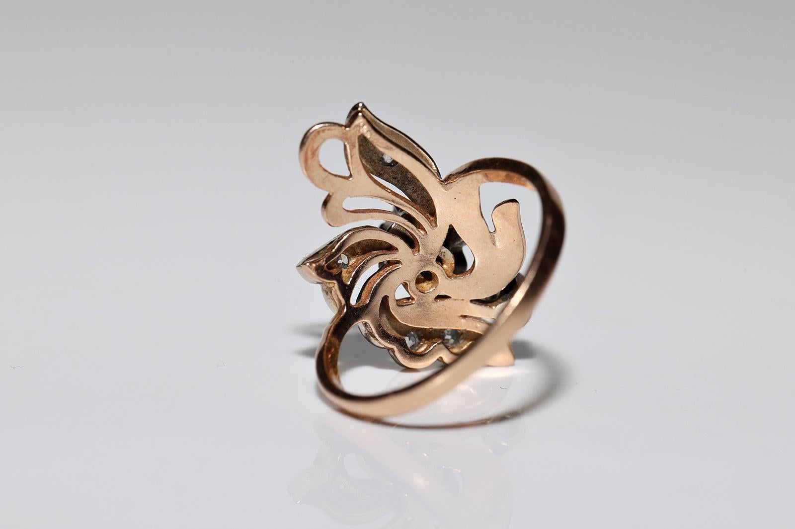 Vintage CIRCA 1960er Jahre 14k Gold  Dekorierter Ring mit natürlichem Diamanten im Angebot 4