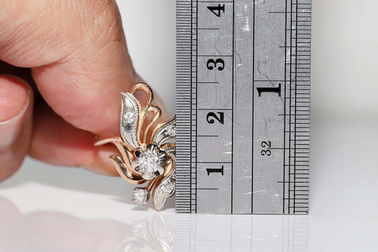 Vintage CIRCA 1960er Jahre 14k Gold  Dekorierter Ring mit natürlichem Diamanten im Angebot 5