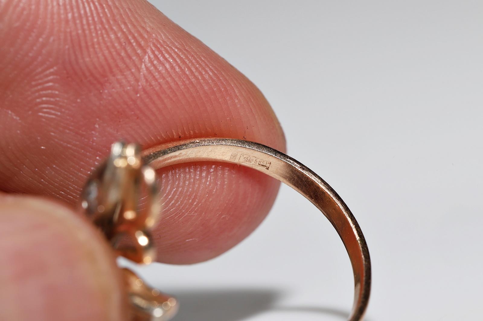 Vintage CIRCA 1960er Jahre 14k Gold  Dekorierter Ring mit natürlichem Diamanten im Angebot 6