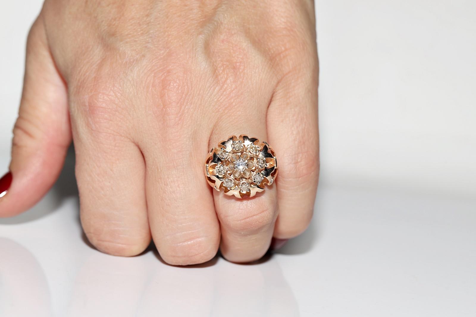 Rétro Anello decorato con diamanti naturali in oro 14k, CIRCA 1960 in vendita