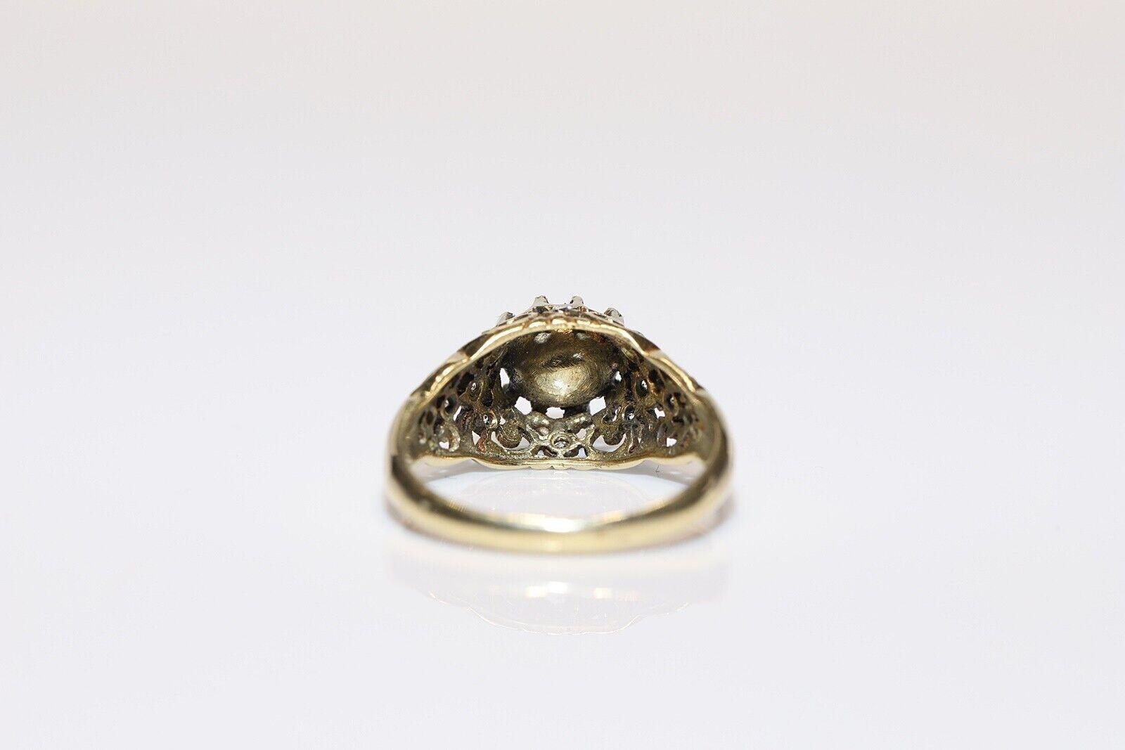 Vintage Circa 1960er Jahre 14k Gold Natürlicher Diamant Dekorierter Ring (Rosenschliff) im Angebot