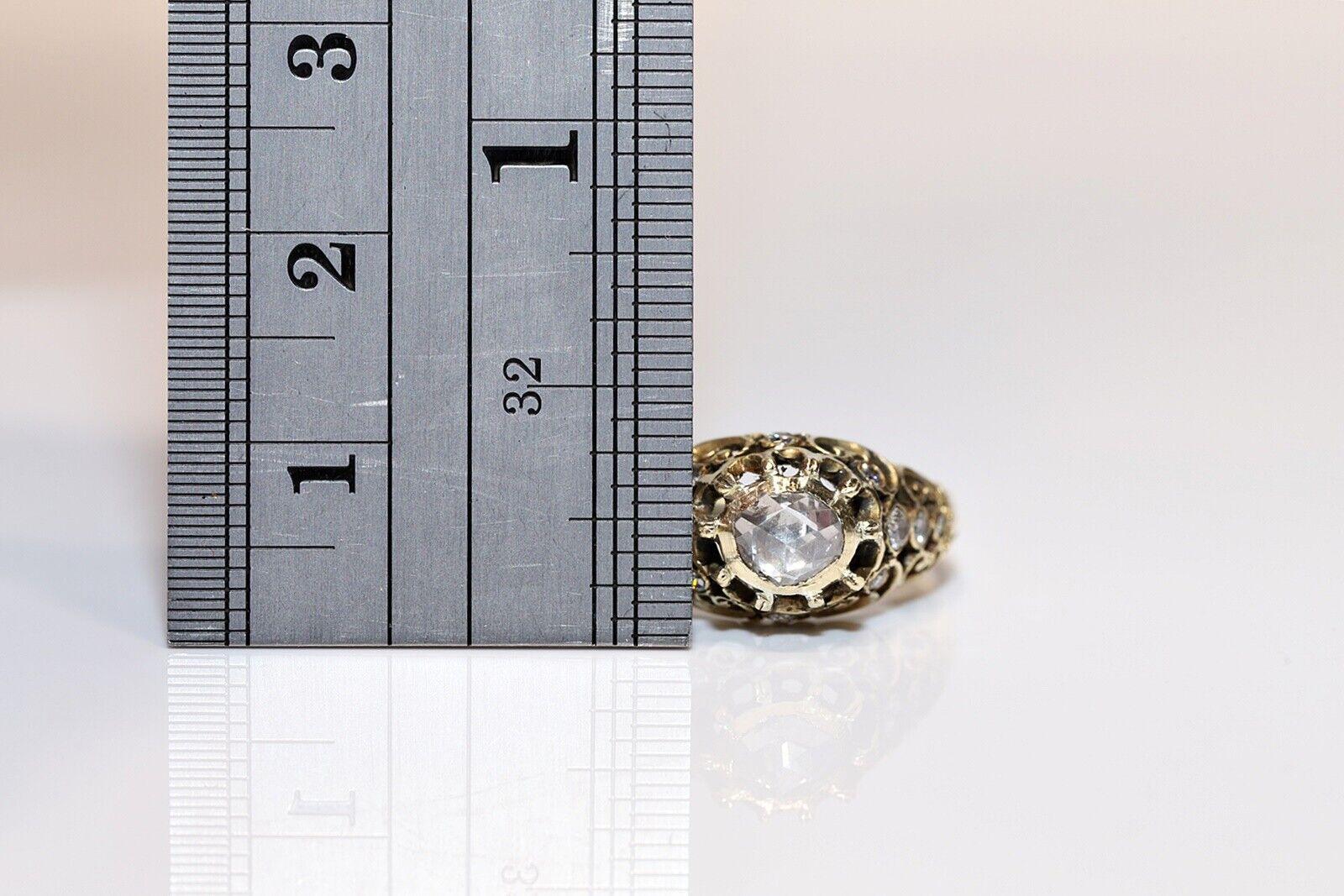 Vintage Circa 1960er Jahre 14k Gold Natürlicher Diamant Dekorierter Ring Damen im Angebot