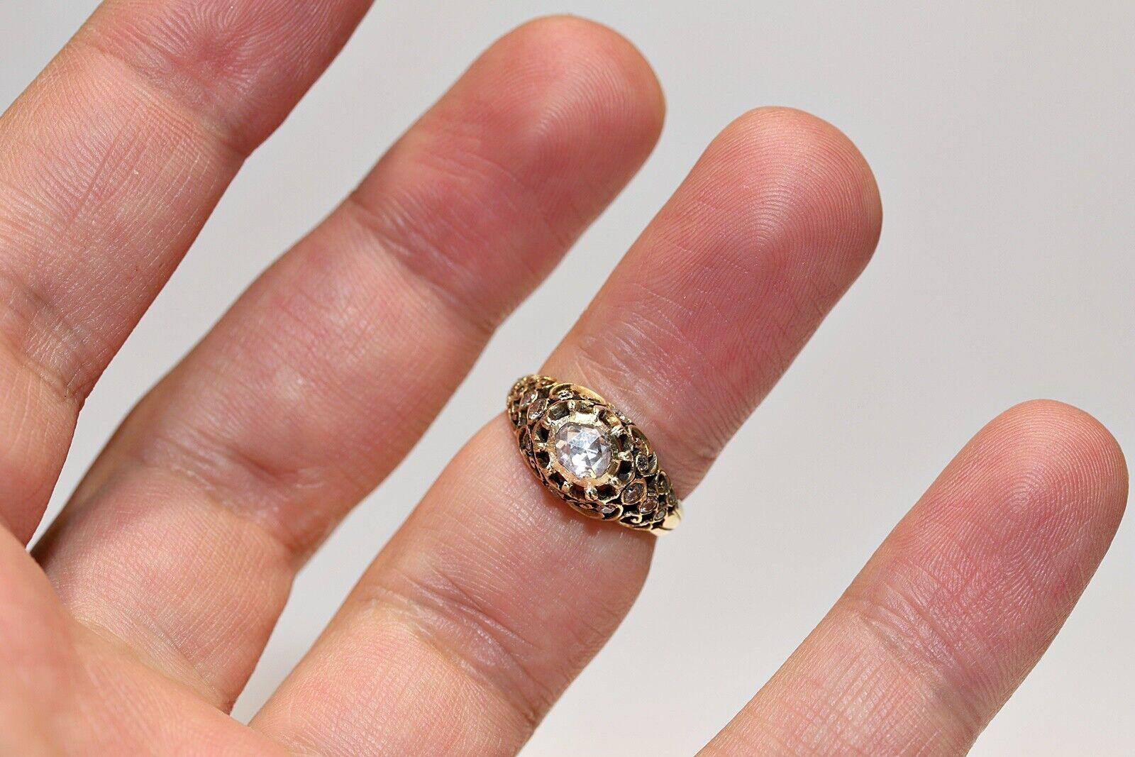 Vintage Circa 1960s Anillo Artesanal de Oro de 14k Decorado con Diamantes Naturales en venta 2