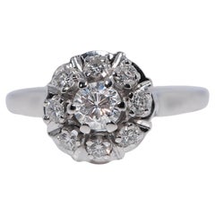 Vintage CIRCA 1960s 14k Gold Natürlicher Diamant Dekoriert Runder Design Ring