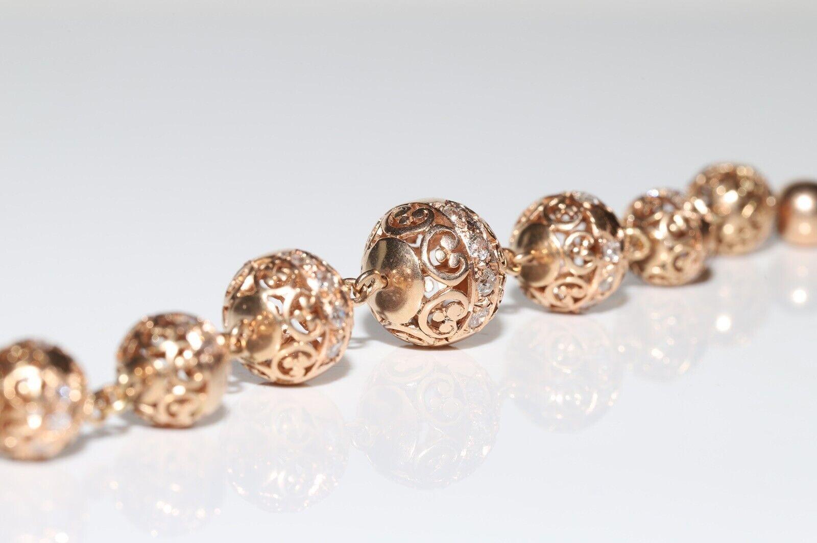 Vintage Circa 1960s  14k Gold Natural Diamond Necklace For Sale 6