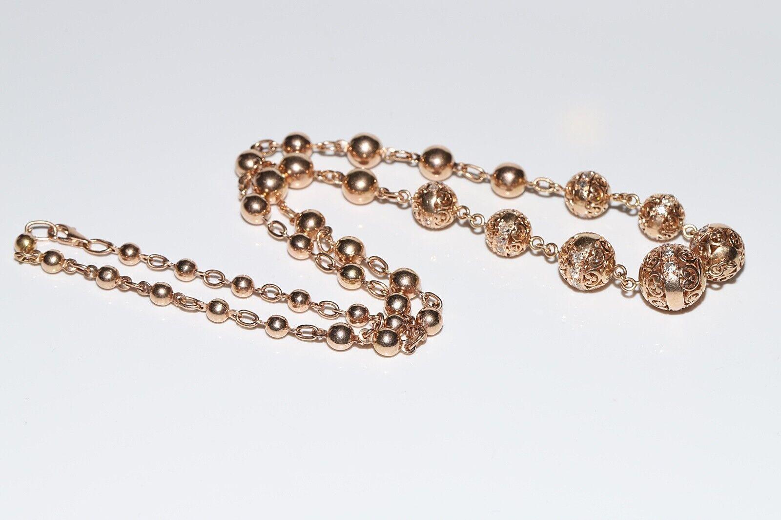 Vintage Circa 1960s  14k Gold Natural Diamond Necklace For Sale 7
