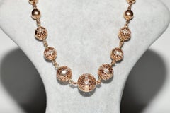 Vintage Circa 1960s  14k Gold Natural Diamond Necklace